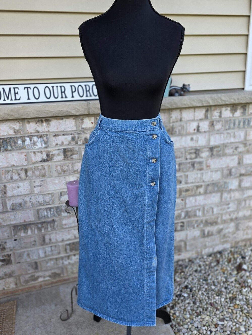 Vintage 90s Hunt Club Denim Wrap Skirt Size 10 USA Made Midi